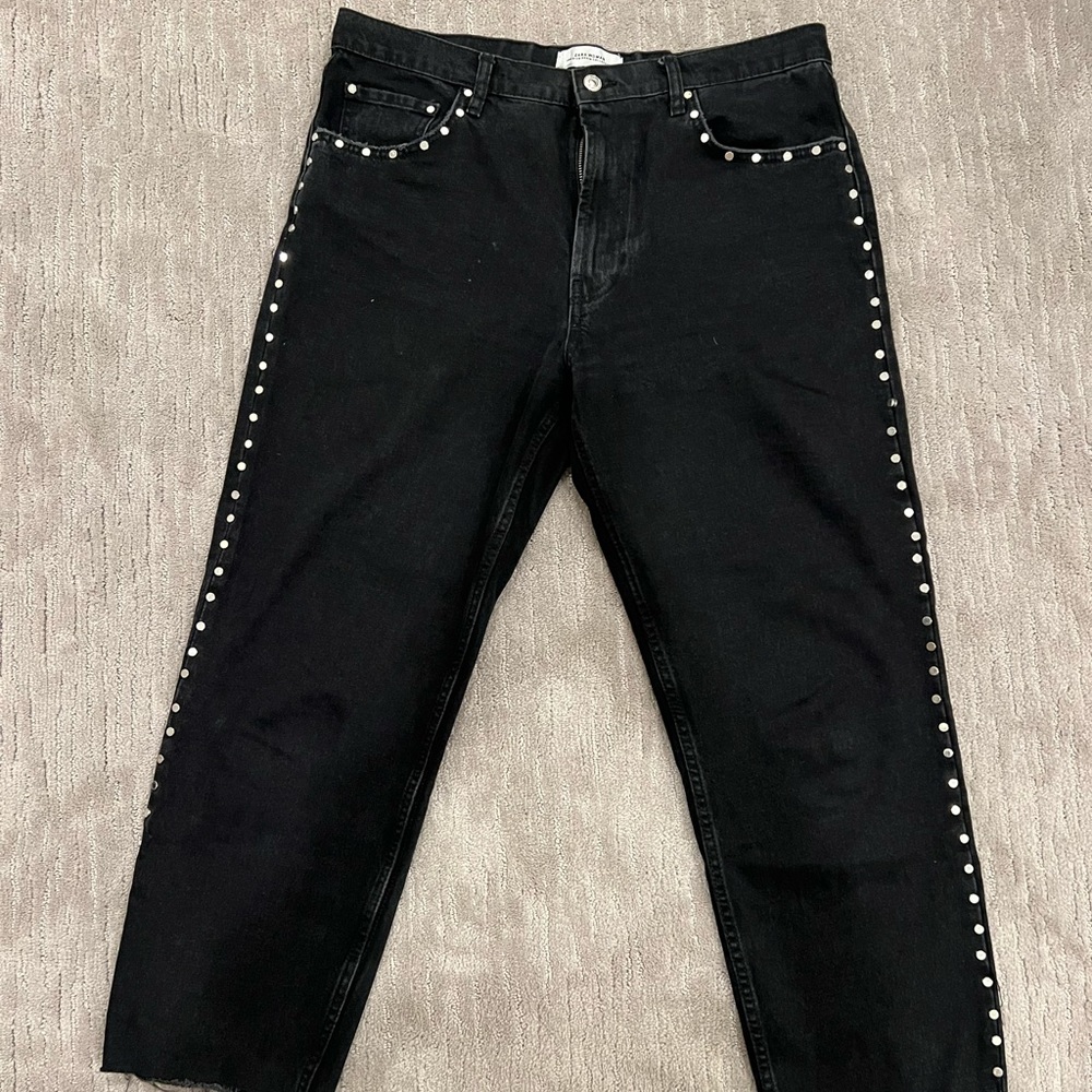 Zara size 12 straight legged studded jeans